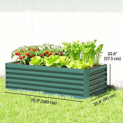 6' x 3' x 2' Raised Garden Bed, Galvanized Planter Box for Growing Flowers, Herbs and Vegetables, Brown