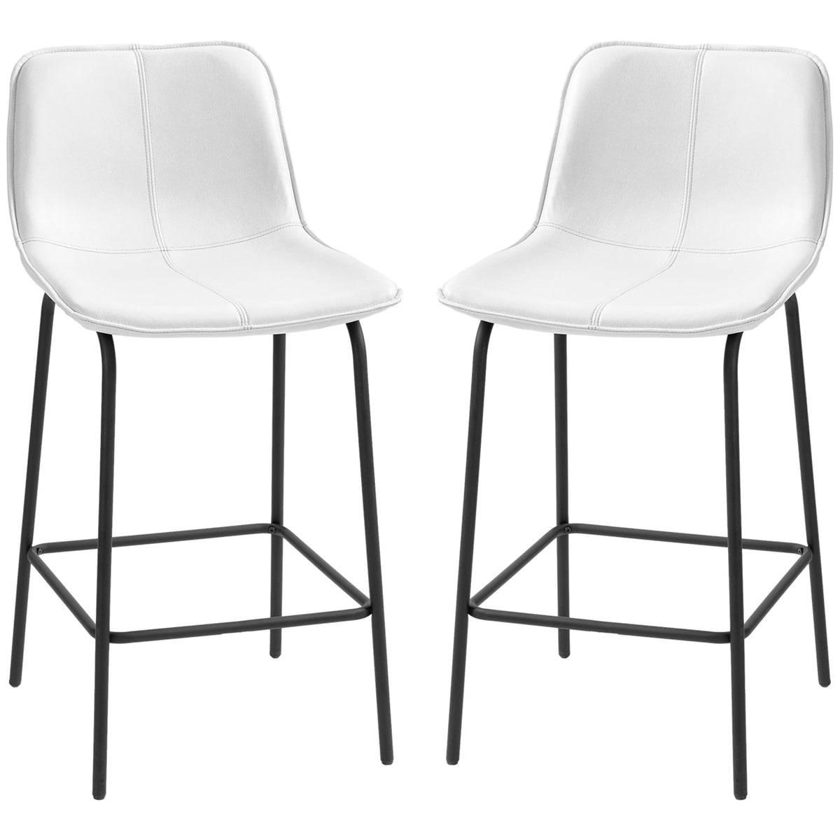 Bar Stools Set of 2, Upholstered Counter Height Bar Chairs, Kitchen Stools with Steel Legs