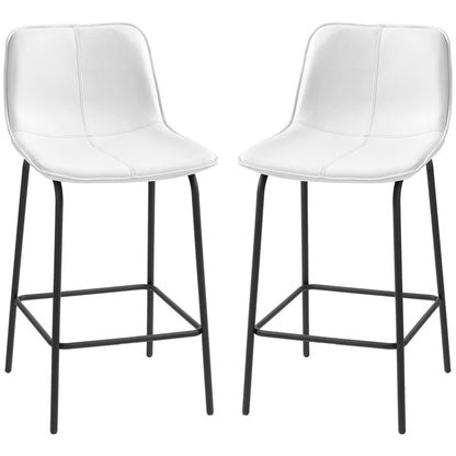Bar Stools Set of 2, Upholstered Counter Height Bar Chairs, Kitchen Stools with Steel Legs