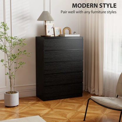 Ali Chest with 5 Drawers for Bedroom and Closets-Black