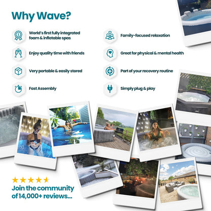 Wave | Garda | 4/6-Person Eco Foam Hot Tub | Square | Built-In Integrated Heater