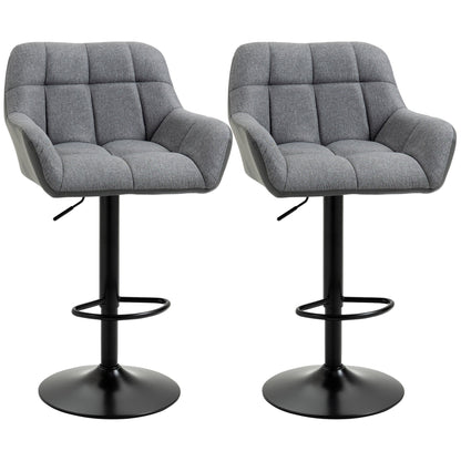 Swivel Barstools Set of 2 Adjustable Bar Stools with Footrest Armrests and PU Leather Back for Dining Room Cream White