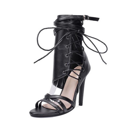Side Lace Open Toe Stiletto