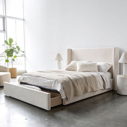 Angie Modern Storage Drawer Bed - Cream