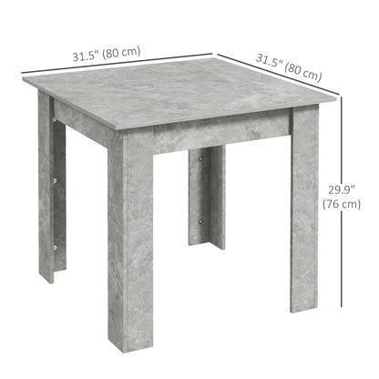 Square Dining Table, Modern Dining Room Table with Faux Cement Effect, Space Saving Small Kitchen Table, Cement Grey