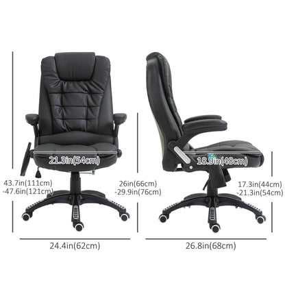 Executive Massage Chairs Heated High Back Reclining Office Chair Swivel Leather Adjustable Vibrating Furniture Black