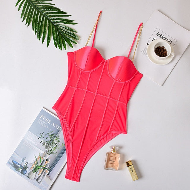 Chain Strap Party Bodysuit