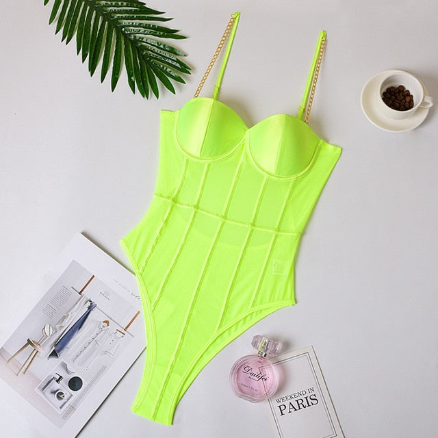 Chain Strap Party Bodysuit