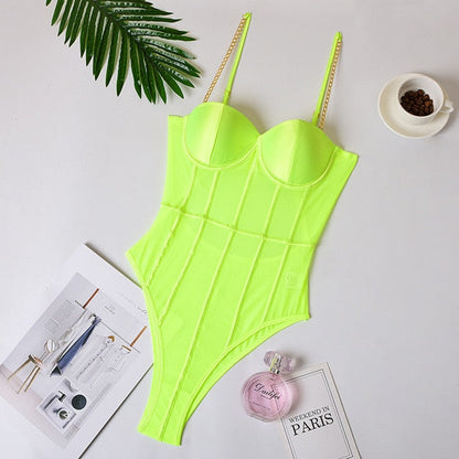 Chain Strap Party Bodysuit