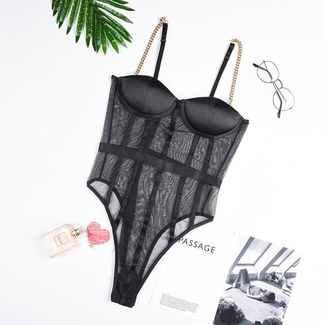 Chain Strap Party Bodysuit