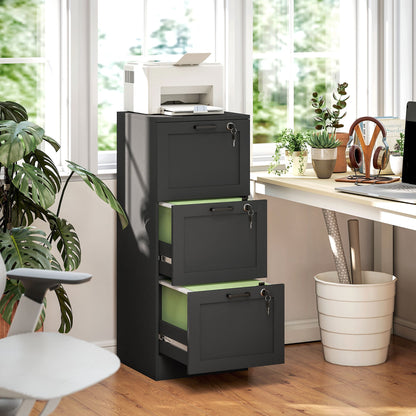 Vertical Filing Cabinet with 2 Drawers, Lock, File Cabinet for Home Office, A4 and Letter Size Files, White