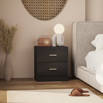 Bedside Table with 2 Drawers, Modern Nightstand for Bedroom, White