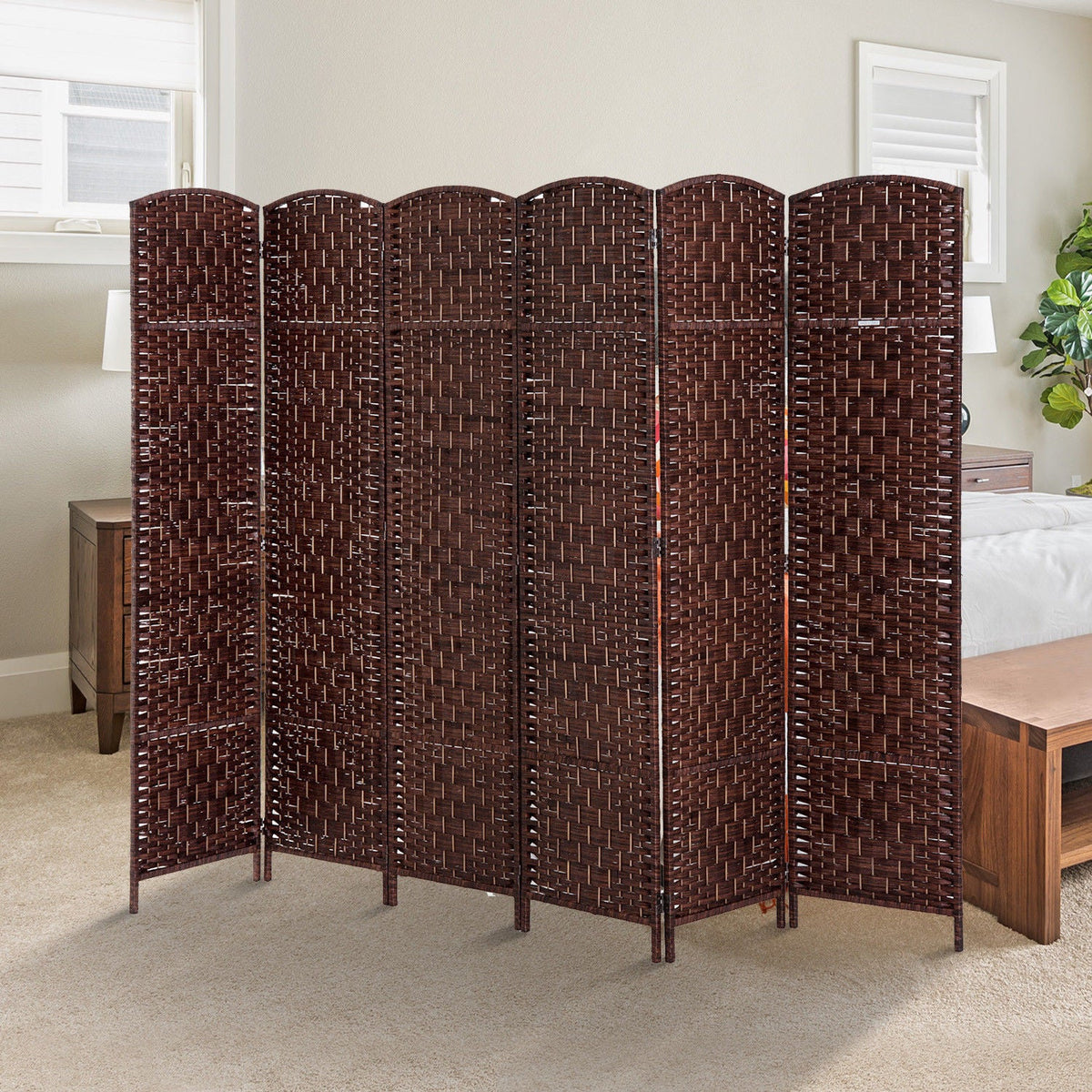 6ft Folding Room Divider, 3 Panel Wall Partition with Wooden Frame for Bedroom, Home Office, Natural