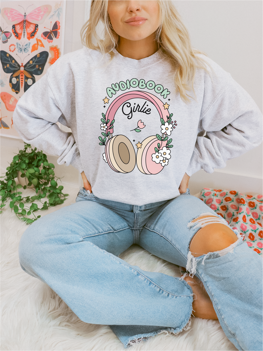 Audiobook Girlie Unisex Crewneck Sweatshirt | CLEARANCE