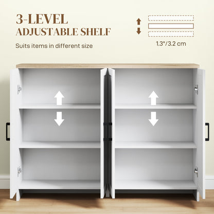 Modern Sideboard Buffet Cabinet, Modern Kitchen Storage Cabinet with 3 Doors Adjustable Shelves, for Dining Room, Black