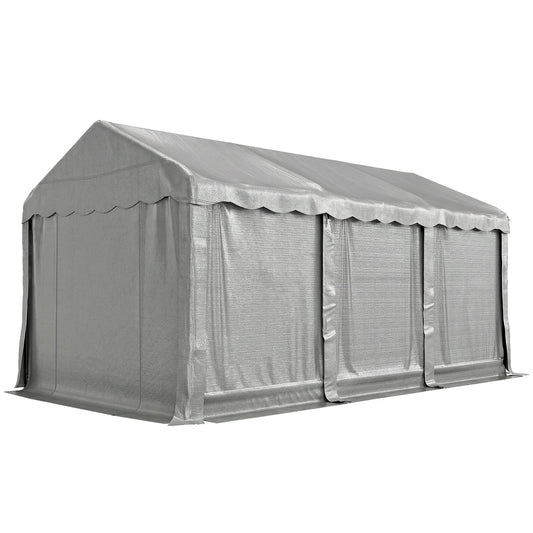 20' x 10' Portable Shed, Outdoor Storage Shed Tent with Roll-up Zipper Door and Removable Sidewalls, Light Grey