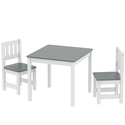Kids Table and Chairs Set, Toddler Table and 2 Chair Set for Activity, Art, Craft, Reading, Learning, Grey