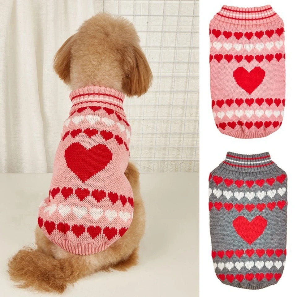 Dog Knit Sweater | Love Heart Dog Sweater
