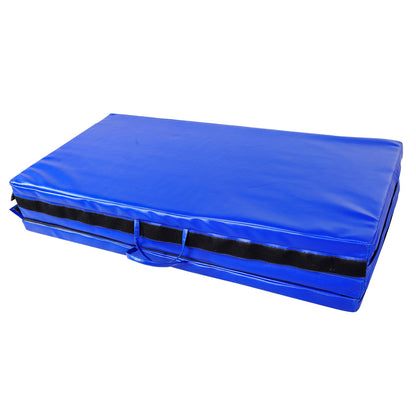 4'x8'x2" Folding Gymnastics Tumbling Mat, Exercise Mat with Carrying Handles for Yoga, MMA, Martial Arts, Stretching, Core Workouts, Light Blue