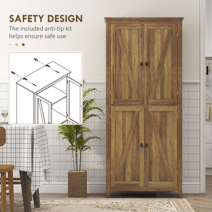 72" Freestanding Storage Cabinet, Kitchen Pantry Cabinet with Doors and Shelves for Dining Room, Natural