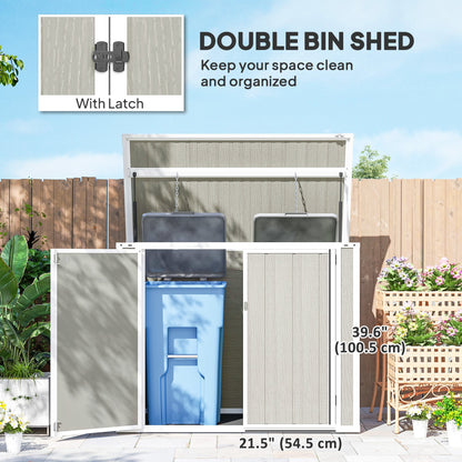 41 Cu. Ft. Outdoor Storage Shed, Outdoor Horizontal Trash Can Storage with Chain Lid, Lockable Storage Box, Grey