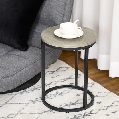 Nesting Tables Set of 3, Round Coffee Table, Stacking Side Tables with Steel Frame for Living Room