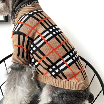 Dog Knit Sweater | Brrbrry Plaid Dog Sweater