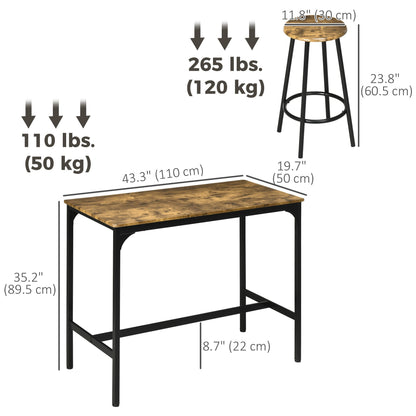 5-Piece Bar Table Set for 4, Industrial Counter Height Bar Table and Chairs for Kitchen, Dining Room, Grey