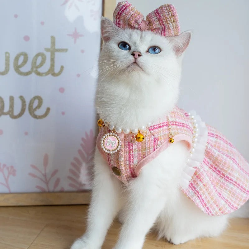 Princessa Dog Dress & Bow Set – Formal Outfit for Dogs