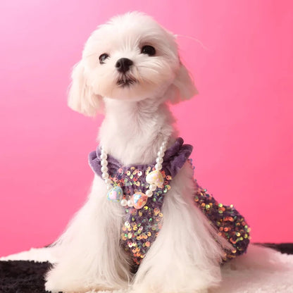 New Years Lover Sequin Dog Dress | Luxury Party Pet Dress