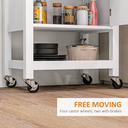 Kitchen Cart on Wheels, Rolling Kitchen Island Cart with Wood Top, Towel Rack, Drawer and Shelf for Dining Area, Grey