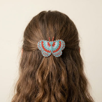 Turquoise Butterfly Beaded Barrette