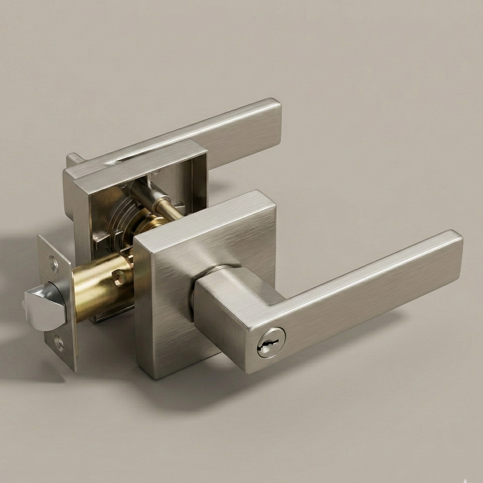 Modern Square Door Lever | Matte Black & Satin Nickel | Keyed, Privacy, Passage, Dummy | Contemporary Square Rosette