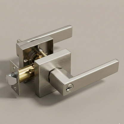Modern Square Door Lever | Matte Black & Satin Nickel | Keyed, Privacy, Passage, Dummy | Contemporary Square Rosette