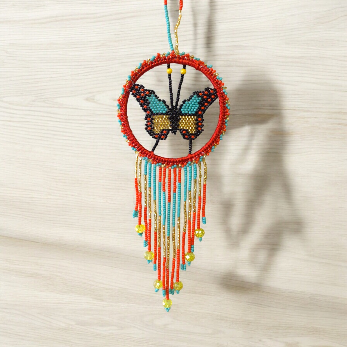 Red and Golden Butterfly Dream Catcher