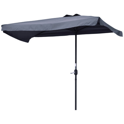 9.8ft Half Umbrella Semi Round Patio Parasol with Crank Handle, Top Vent for Garden, Balcony- NO BASE INCLUDED, Green