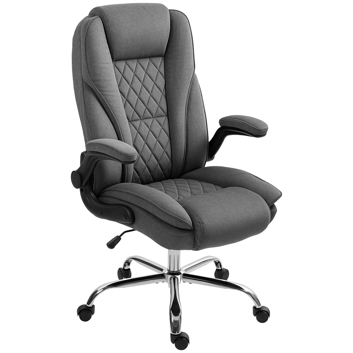 Executive Office Chair, Desk Chair with Flip-up Armrest, Diamond Fabric Computer Chair for Home Office, Black