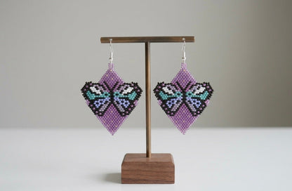 Butterfly Beaded Earrings (Purple)
