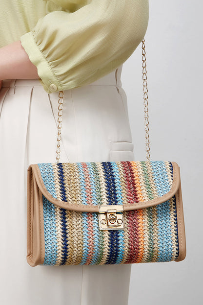 Striped Crochet Tote Bag — Handcrafted Boho Beach Bag