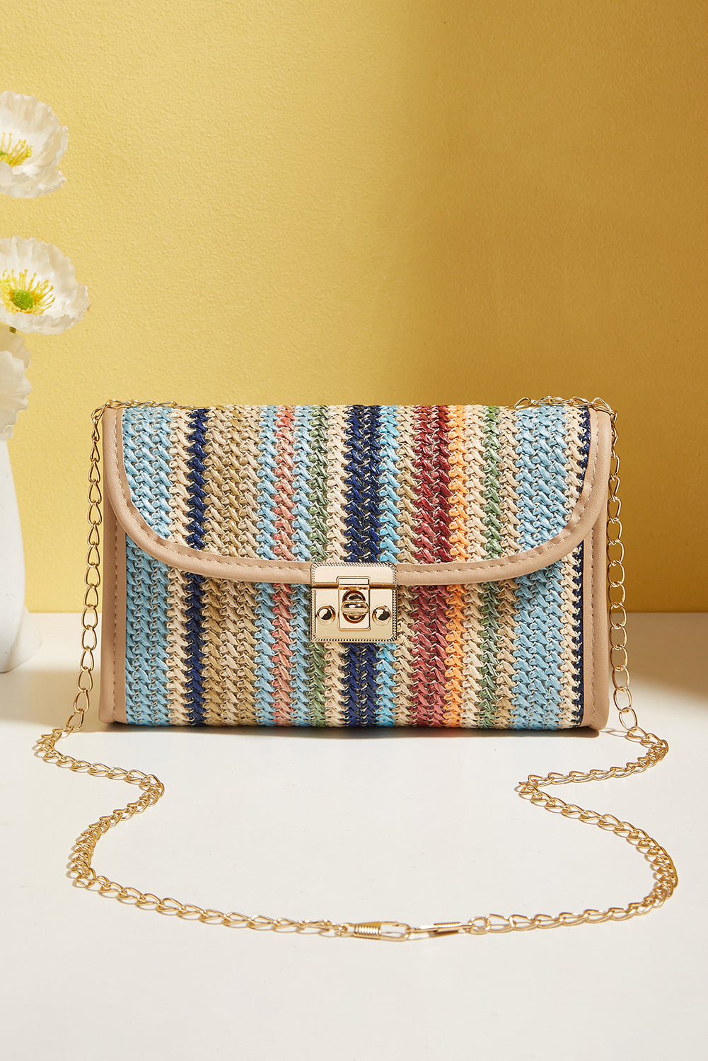Striped Crochet Tote Bag — Handcrafted Boho Beach Bag