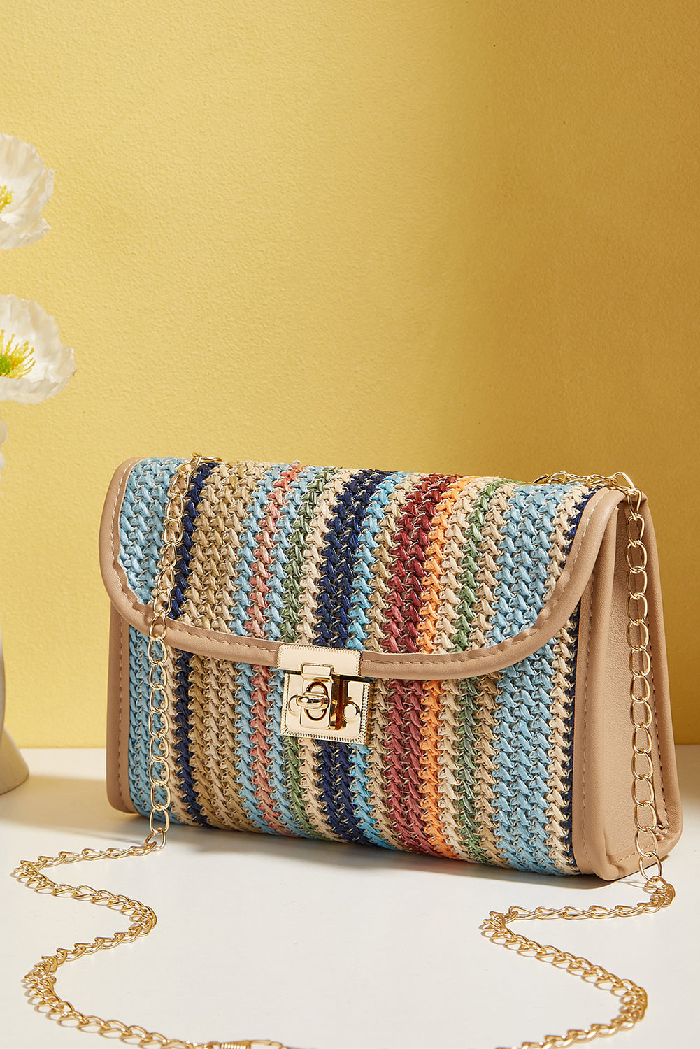 Striped Crochet Tote Bag — Handcrafted Boho Beach Bag