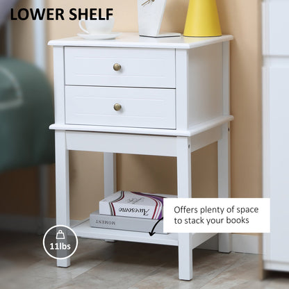 Modern Sofa Side Table, Accent End Table with Drawers and Storage Shelf, Nightstand for Bedroom Living Room, Black
