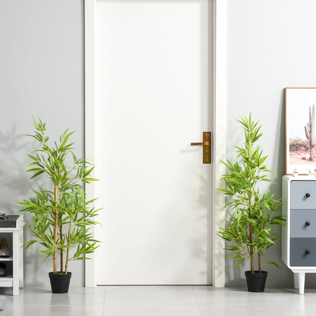 Artificial Bamboo Tree, 4ft Fake Tree with Realistic Leaf and Natural Trunk, Decorative Plant in Nursery