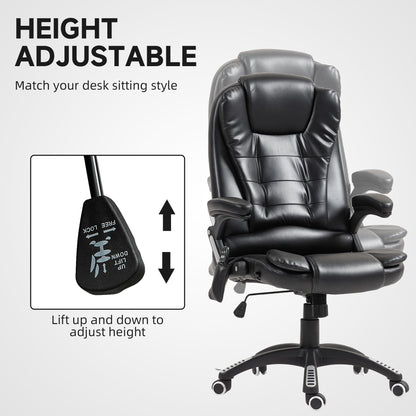 Reclining Massage Office Chair, Executive Office Chair with High Back, Swivel Wheels, Black