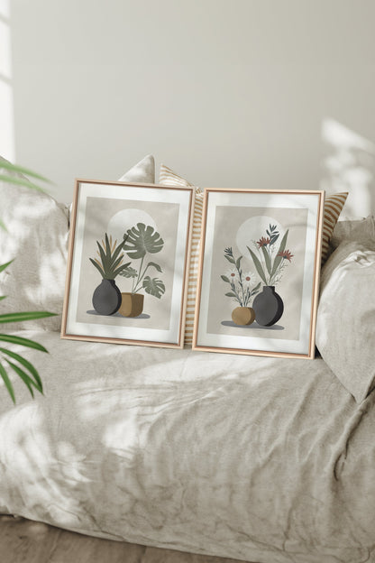 DUO COMPLICITÉ FLORALE (2 Oeuvres sur toile étirée)