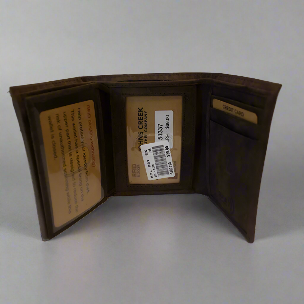BOL Men's Centre Wing Trifold Leather RFID Wallet