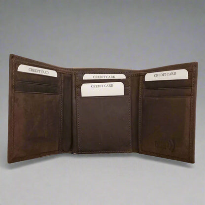 BOL Men's Centre Wing Trifold Leather RFID Wallet