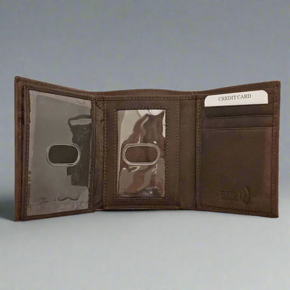 BOL Men's Centre Wing Trifold Leather RFID Wallet