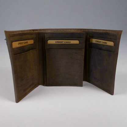 BOL Men's Centre Wing Trifold Leather RFID Wallet