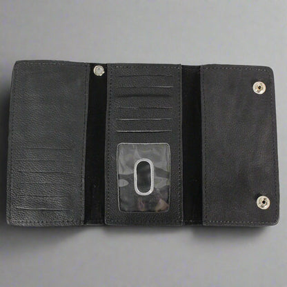 BOL Men's Chrome Plated Trucker Leather Trifold Wallet